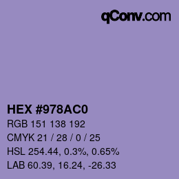 Color code: HEX #978AC0 | qconv.com