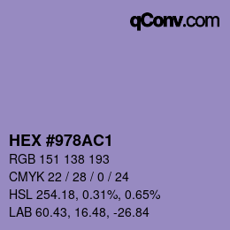 カラーコード: HEX #978AC1 | qconv.com