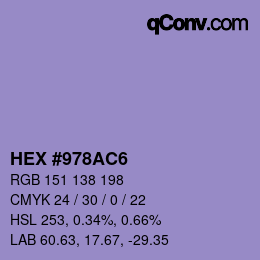 カラーコード: HEX #978AC6 | qconv.com