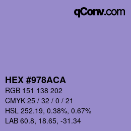 カラーコード: HEX #978ACA | qconv.com