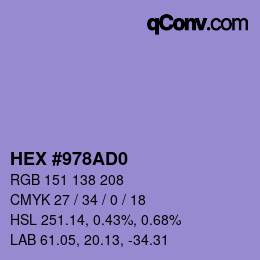 Color code: HEX #978AD0 | qconv.com