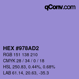 Color code: HEX #978AD2 | qconv.com