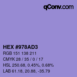 Color code: HEX #978AD3 | qconv.com