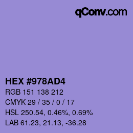 カラーコード: HEX #978AD4 | qconv.com