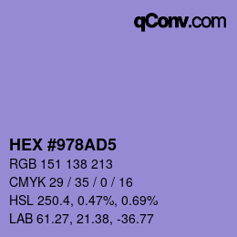カラーコード: HEX #978AD5 | qconv.com