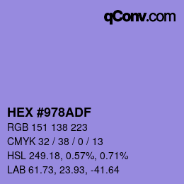 カラーコード: HEX #978ADF | qconv.com