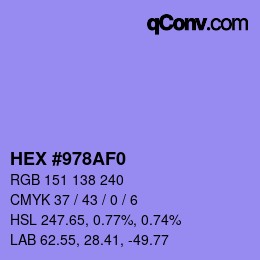 颜色代码: HEX #978AF0 | qconv.com