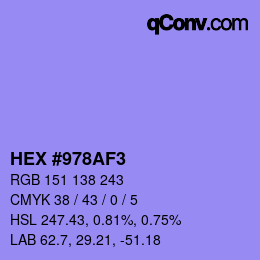 Color code: HEX #978AF3 | qconv.com