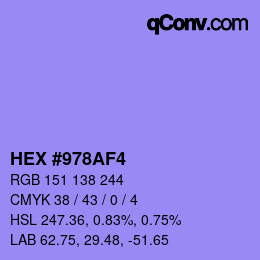 Color code: HEX #978AF4 | qconv.com