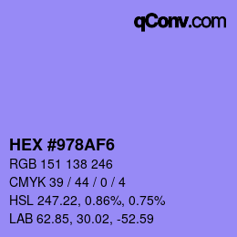 カラーコード: HEX #978AF6 | qconv.com