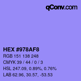 Color code: HEX #978AF8 | qconv.com