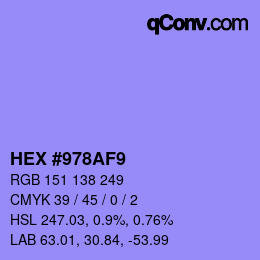 カラーコード: HEX #978AF9 | qconv.com