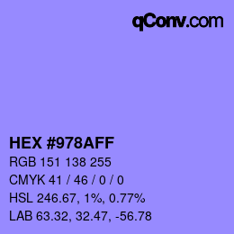 颜色代码: HEX #978AFF | qconv.com