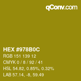 颜色代码: HEX #978B0C | qconv.com
