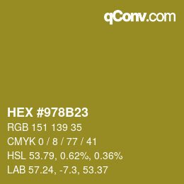 颜色代码: HEX #978B23 | qconv.com