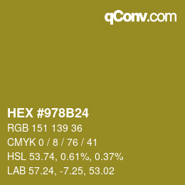 カラーコード: HEX #978B24 | qconv.com