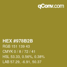 カラーコード: HEX #978B2B | qconv.com