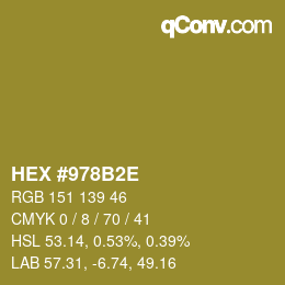 カラーコード: HEX #978B2E | qconv.com