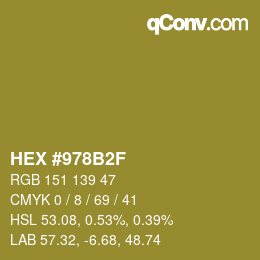 Farbcode: HEX #978B2F | qconv.com