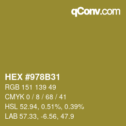 颜色代码: HEX #978B31 | qconv.com