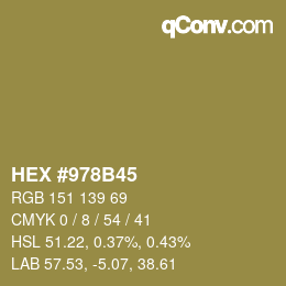 颜色代码: HEX #978B45 | qconv.com
