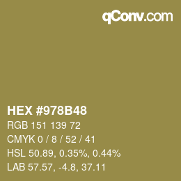 颜色代码: HEX #978B48 | qconv.com