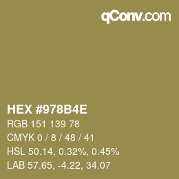颜色代码: HEX #978B4E | qconv.com