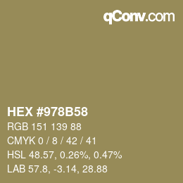 カラーコード: HEX #978B58 | qconv.com