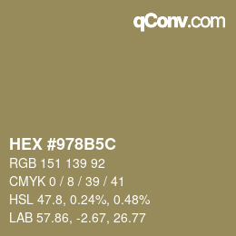 Color code: HEX #978B5C | qconv.com