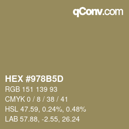 Color code: HEX #978B5D | qconv.com