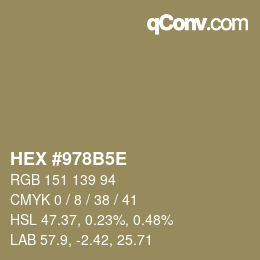 Farbcode: HEX #978B5E | qconv.com