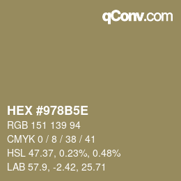 Color code: HEX #978B5E | qconv.com