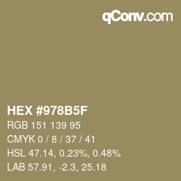 颜色代码: HEX #978B5F | qconv.com