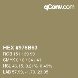 カラーコード: HEX #978B63 | qconv.com