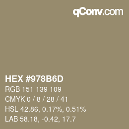 Color code: HEX #978B6D | qconv.com