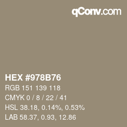 カラーコード: HEX #978B76 | qconv.com