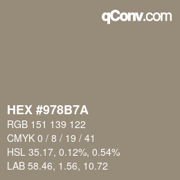 Code couleur: HEX #978B7A | qconv.com