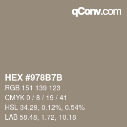 Color code: HEX #978B7B | qconv.com