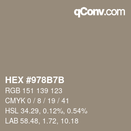 Color code: HEX #978B7B | qconv.com