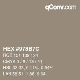 カラーコード: HEX #978B7C | qconv.com