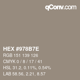 カラーコード: HEX #978B7E | qconv.com