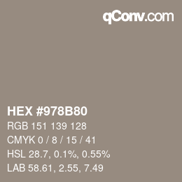 颜色代码: HEX #978B80 | qconv.com