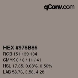 Color code: HEX #978B86 | qconv.com