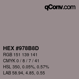 Color code: HEX #978B8D | qconv.com
