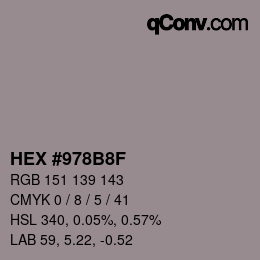 Farbcode: HEX #978B8F | qconv.com