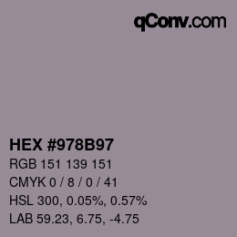 颜色代码: HEX #978B97 | qconv.com
