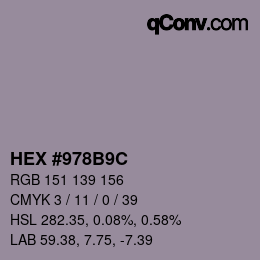 Color code: HEX #978B9C | qconv.com