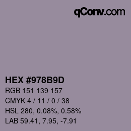 颜色代码: HEX #978B9D | qconv.com