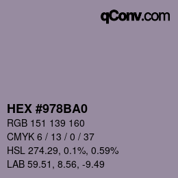 カラーコード: HEX #978BA0 | qconv.com
