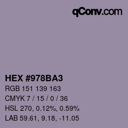 颜色代码: HEX #978BA3 | qconv.com